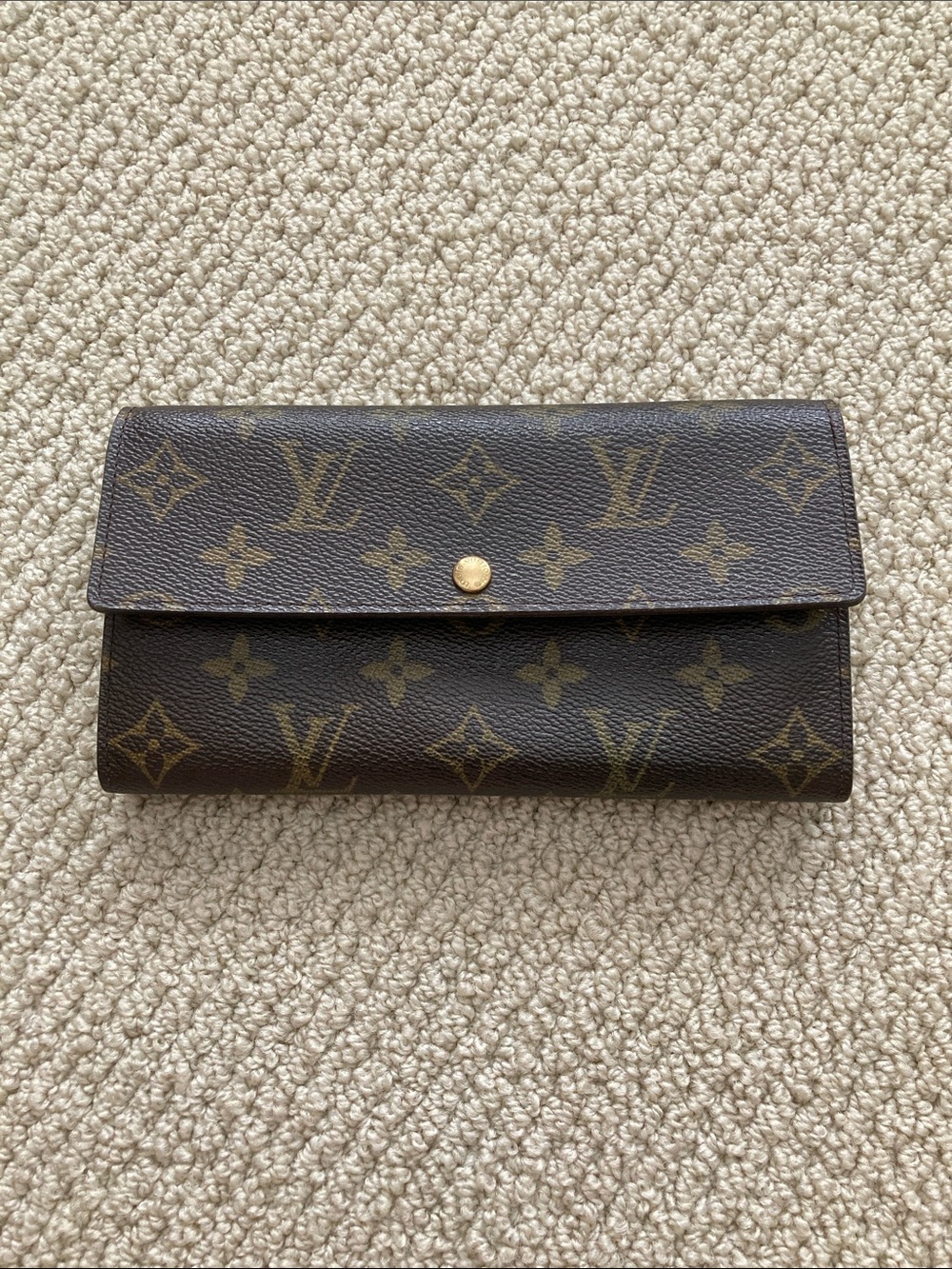 Louis Vuitton Monogram Leather Large Continental Wallet Brown EUC *No Snap